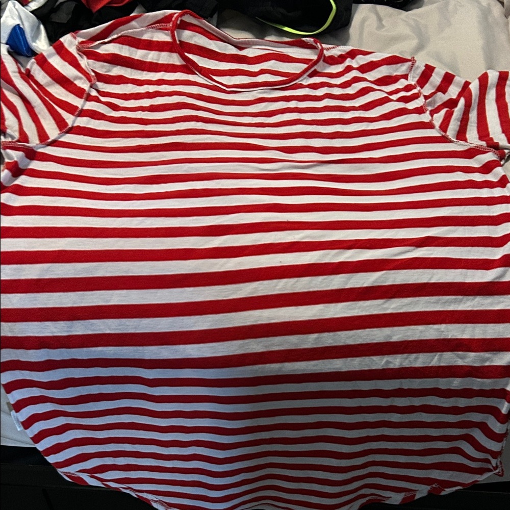 Red and White Striped  Shirt